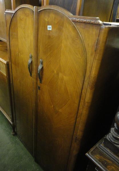 Kent Auction Galleries Ltd Walnut 2 Door Domed Top Low Wardrobe