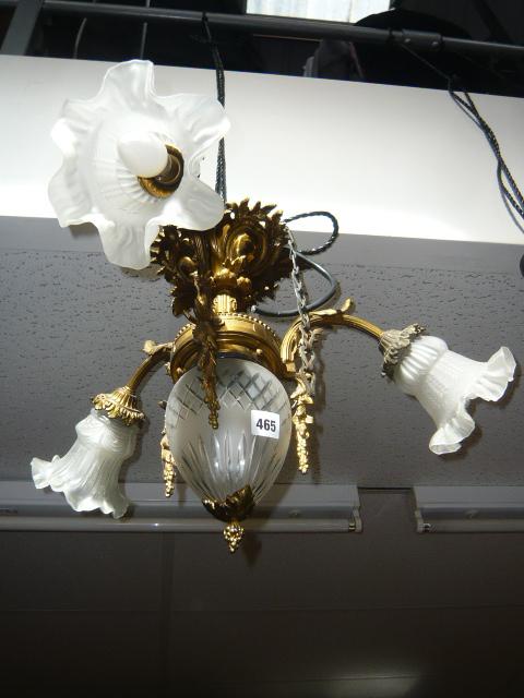 Bainbridges A Brass Hanging Ceiling Light With Three